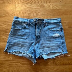Madewell Blue Jean Shorts Distressed Raw-Edge Hem